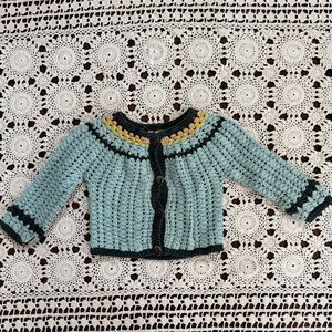 Baby Misha And Puff Golda Cardigan Color Faded Indigo Size 18-24Months